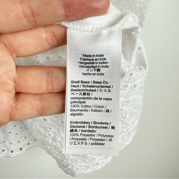 J. Crew Jolie Top Lightweight Eyelet Cotton Poplin White Size L NWT - Picture 8 of 8